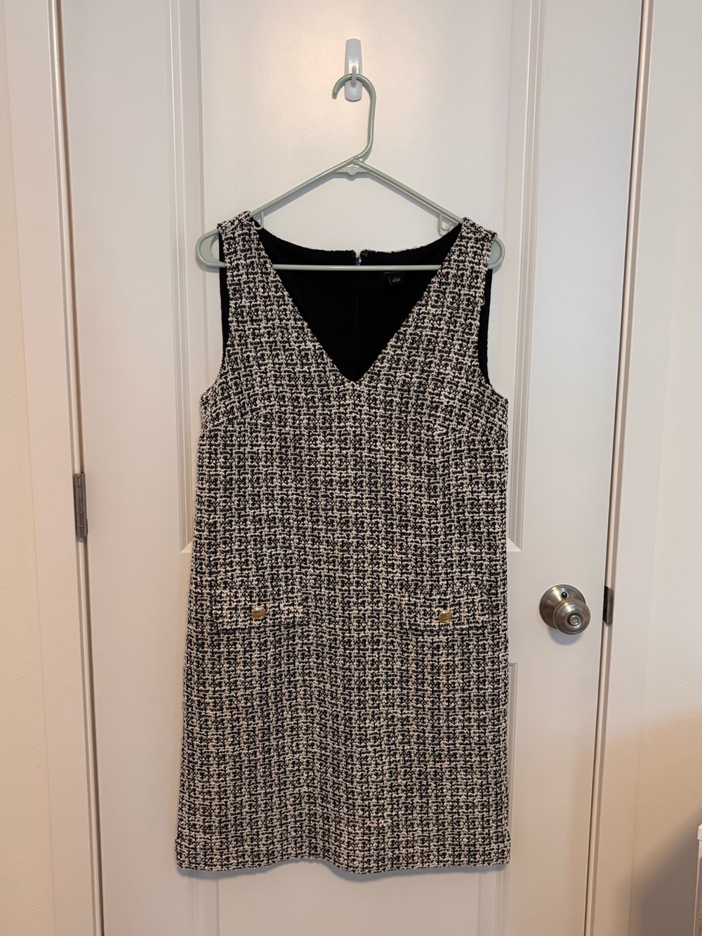 Ann Klein Tweed Dress Black Cream